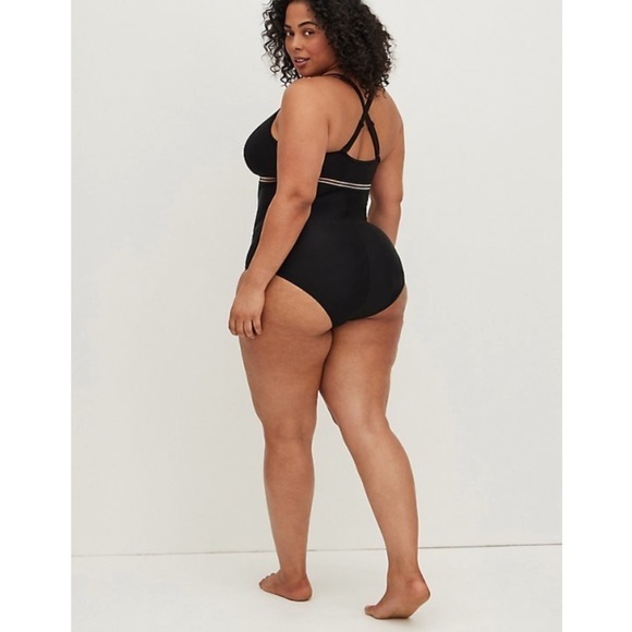 Torrid SHADOW STRIPE INSET WIRELESS SWIMSUIT - Picture 2 of 13
